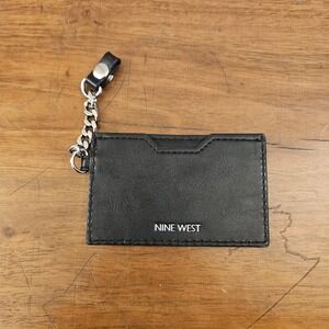 Nine West Credit Card Holder With Key Chain Black Faux Leather ID Wallet